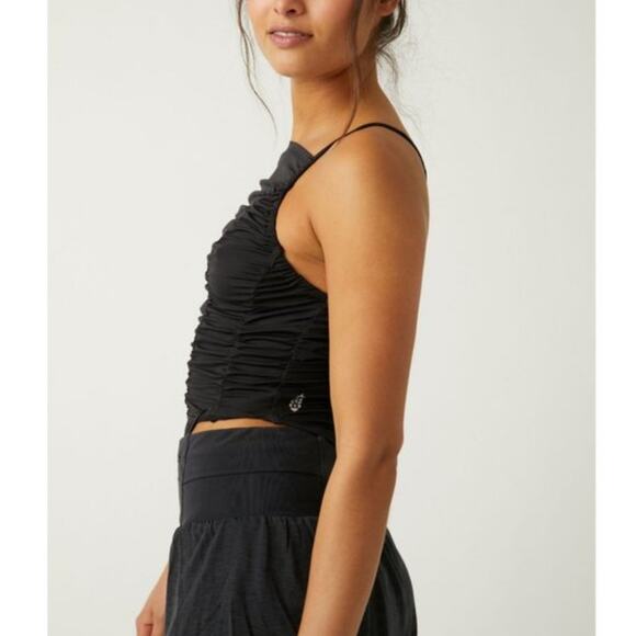 NEW Free People FP Movement Shirr Enough Cami Tank Top Black - Picture 2 of 14